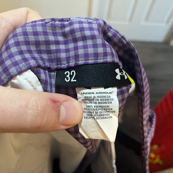 Under Armour Men's purrple and gray checkered flat front Golf Shorts 32 EUC - Picture 3 of 6